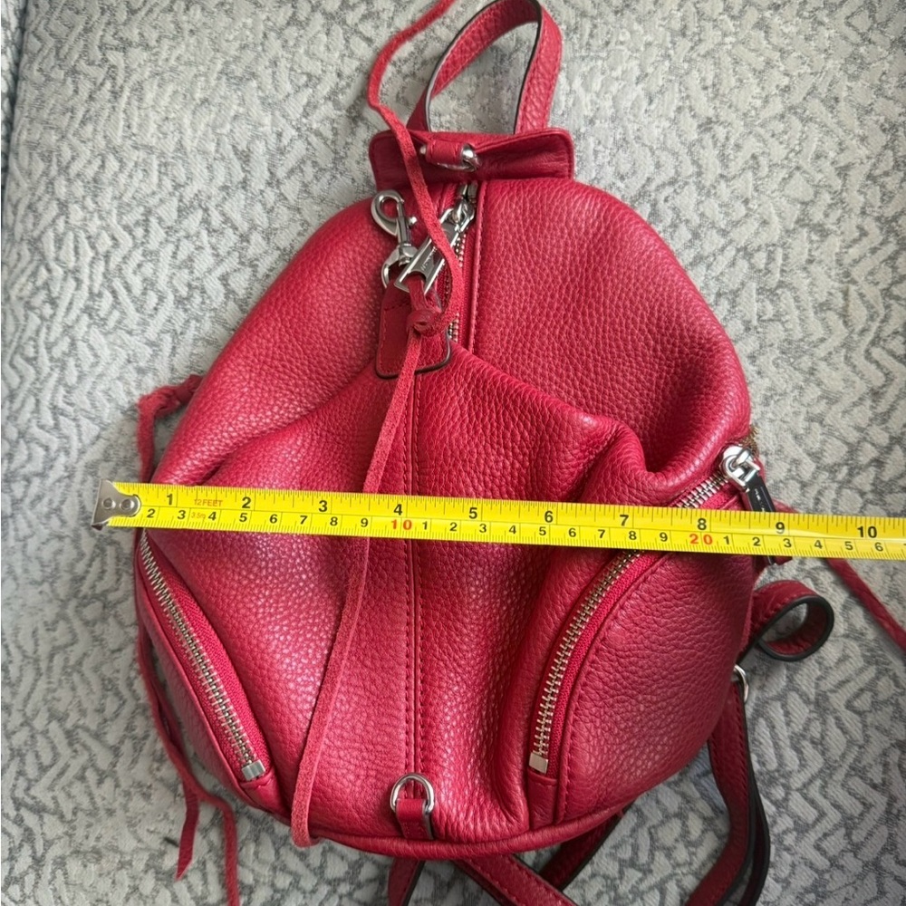 Rebecca Minkoff Red Pebbled Leather Julian Backpack - Silver Hardware - Picture 4 of 6